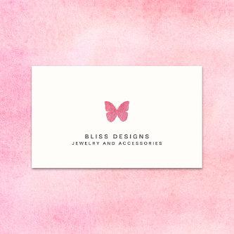 Pink Watercolor Butterfly Logo Simple Elegant