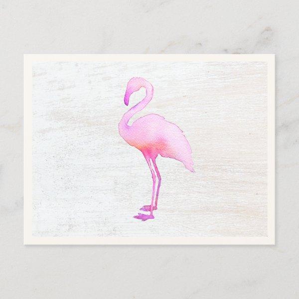 Pink Watercolor Flamingo Calling Card