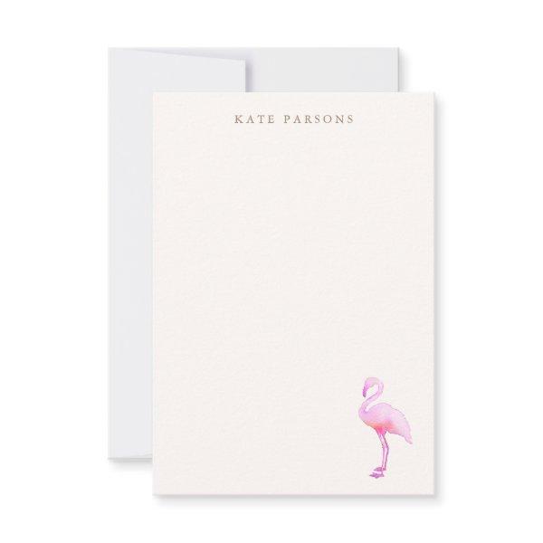 Pink Watercolor Flamingo Note Card