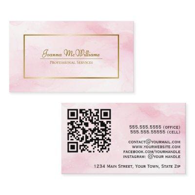 Pink Watercolor & Gold Professional QR Code