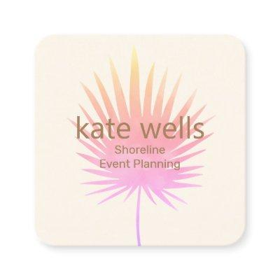 Pink Watercolor Palm Branch Tropical Event Planner Square