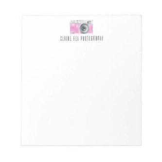 Pink Watercolor Retro Camera Photographer Logo  Notepad
