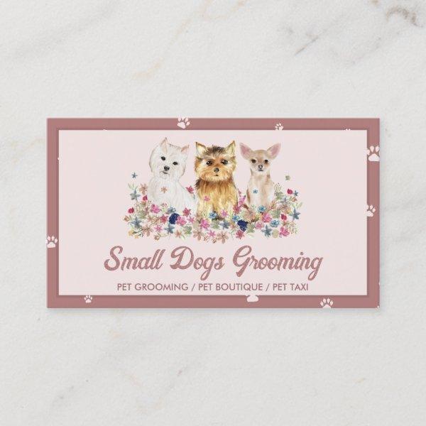Pink Watercolor Small Dog Paw Print Pet Sitter