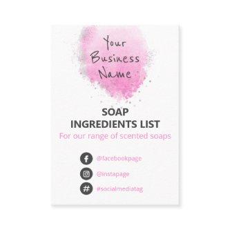 Pink Watercolor Soap Fragrance Logo Ingredients