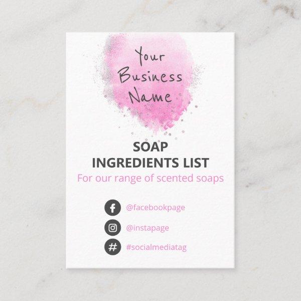 Pink Watercolor Soap Fragrance Logo Ingredients