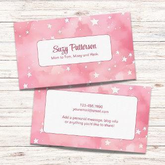 Pink Watercolor Starry Night Mom Personal Calling Card
