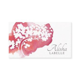 Pink Watercolor Wash & Pretty Cherry Blossom Tree