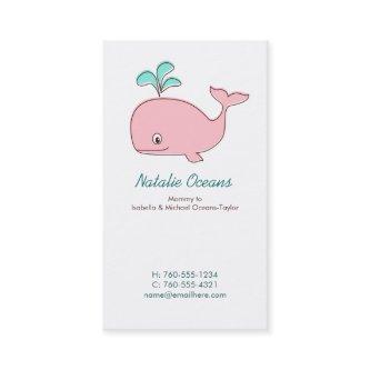 Pink Whale Mommy Calling Cards