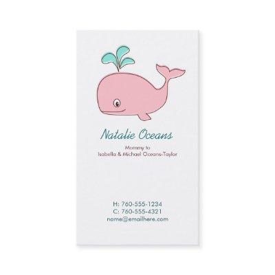 Pink Whale Mommy Calling Cards