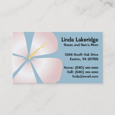Pink / White Hibiscus Flowers Mommy Contact Card