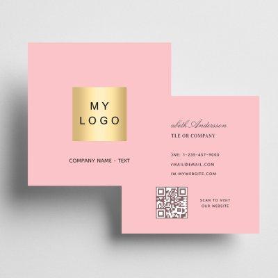 Pink white logo QR code Square