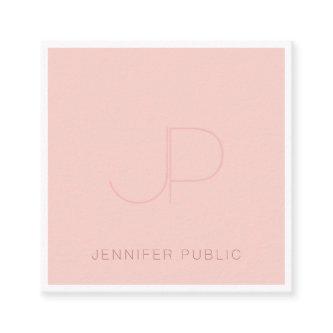 Pink White Template Professional Elegant Monogram Square