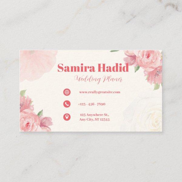 Pink White Watercolor Wedding Planner  Enclosure Card