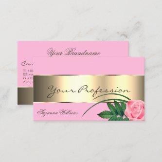 Pink with Gold Decor and Cute Rose Flower Modern