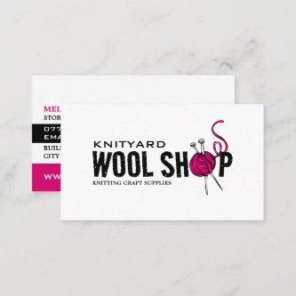 Pink Wool Shop Logo, Knitting Store, Yarn Store