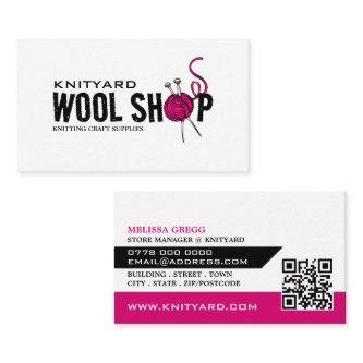 Pink Wool Shop Logo, Knitting Store, Yarn Store