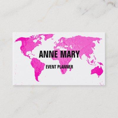 Pink World Map Abstract Art Wedding Colorful