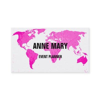 Pink World Map Abstract Art Wedding Colorful