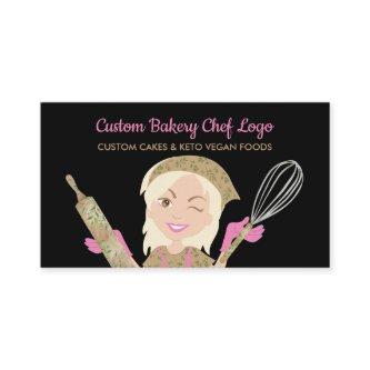 Pink Yellow Black Bakery Girl Chef Vegan Pastry