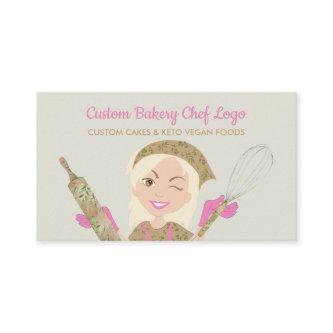 Pink Yellow Green Bakery Girl Chef Vegan Pastry