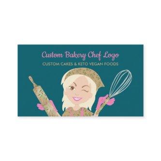 Pink Yellow Smiling Bakery Girl Chef Vegan Pastry