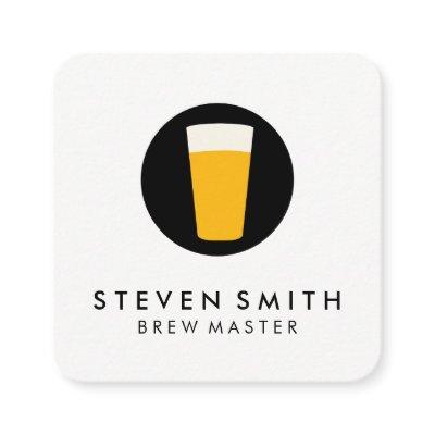 Pint of Beer Logo Black White Square