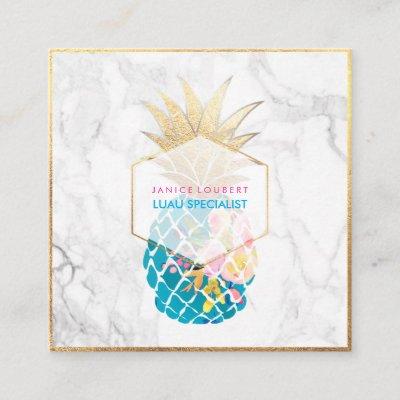 PixDezines Aloha Pineapples/Gold/Marble Square