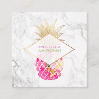 PixDezines Aloha Pineapples/Pink+Gold/Marble Square