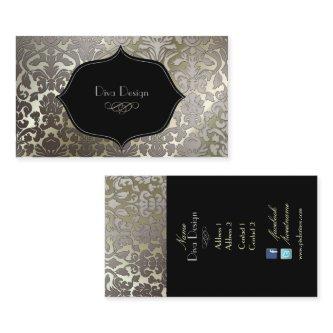 PixDezines faux silver flora damask/diy color