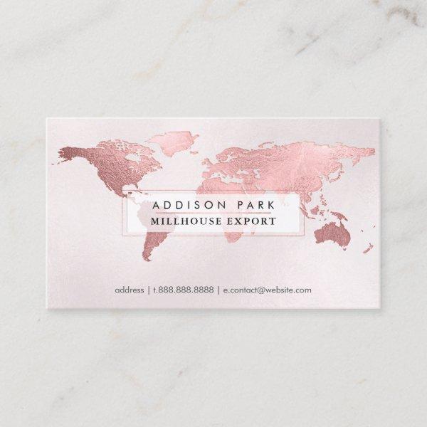 PixDezines going global/faux rose gold word map