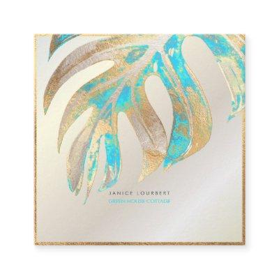 PixDezines MONSTERA, DUO TONE FAUX FOIL, AQUA Square
