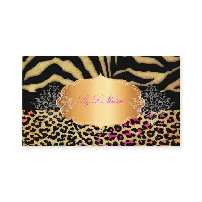 PixDezines VINTAGE LEOPARD+ZEBRA+FAUX+GOLD+LABEL