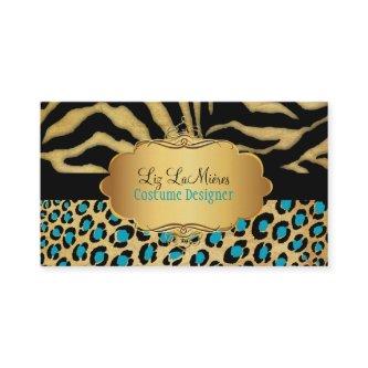 PixDezines VINTAGE LEOPARD+ZEBRA+FAUX+GOLD+LABEL