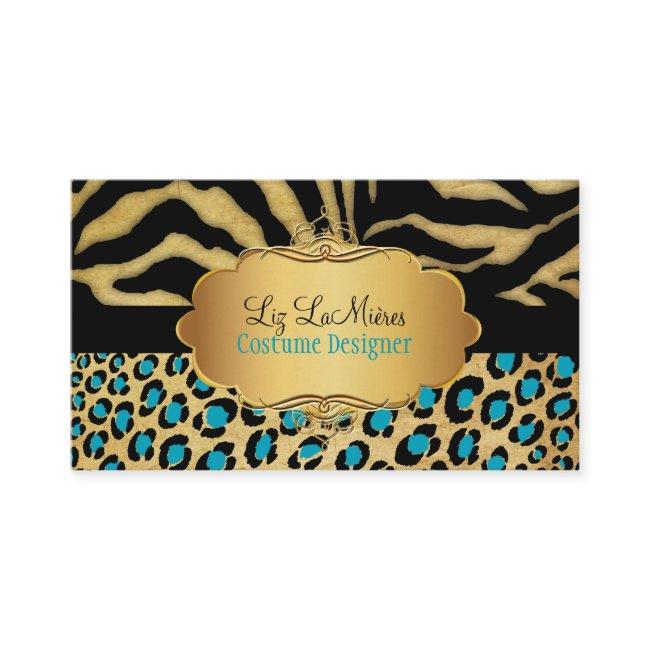 PixDezines VINTAGE LEOPARD+ZEBRA+FAUX+GOLD+LABEL