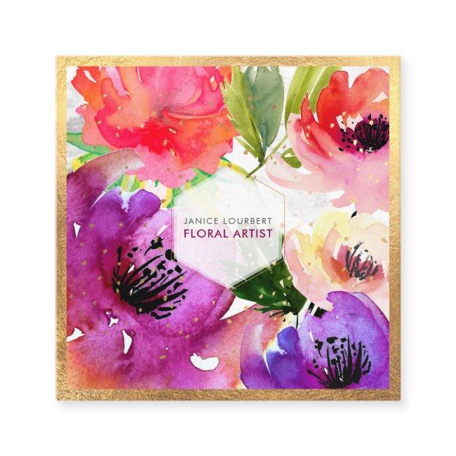 PixDezines WATER ROSE/FLORAL WATERCOLOR Square