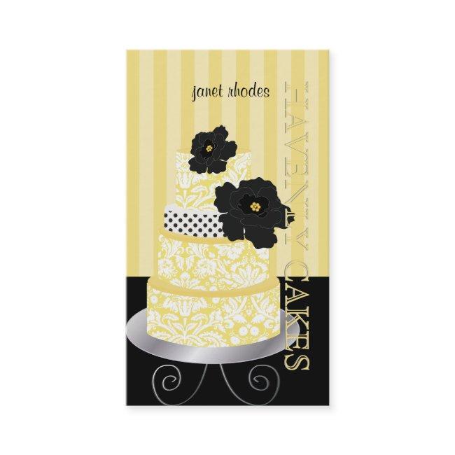 PixDezines yellow stripes+damask cake/pâtisserie