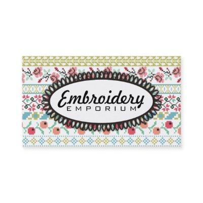 Pixelated pixel art embroidery flowers pink mint