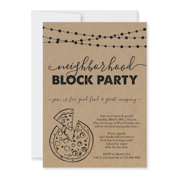 Pizza Neighborhood Block Party Invitation