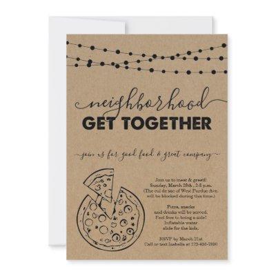 Pizza Neighborhood Get Together Invitation