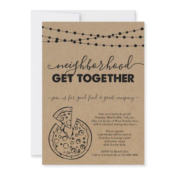 Pizza Neighborhood Get Together Invitation