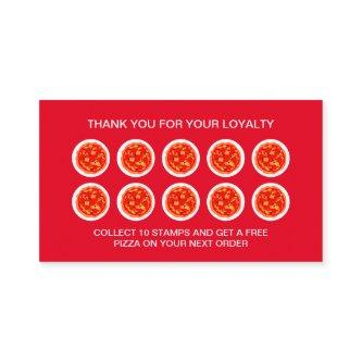 Pizzeria loyalty or punch card template for pizza
