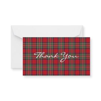 Plaid Rustic Stewart Tartan Party Thank You Note Card