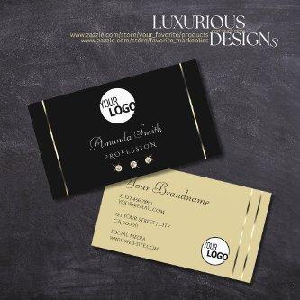 Plain Black and Beige Shimmery Diamonds add Logo