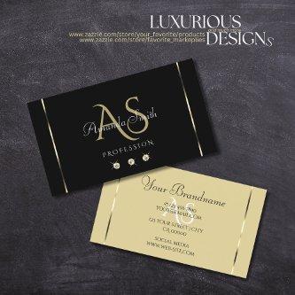 Plain Black and Beige Shimmery Diamonds Monogram