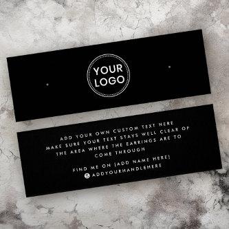 Plain black custom logo stud earring display card