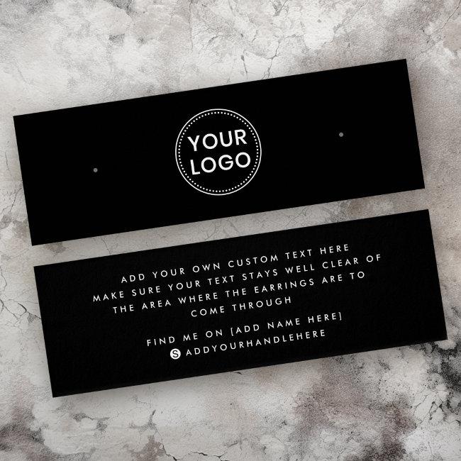 Plain black custom logo stud earring display card