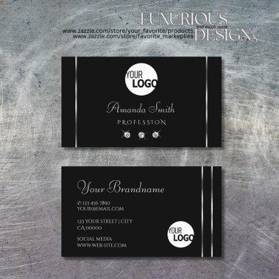 Plain Black Silver Decor Sparkle Diamonds add Logo