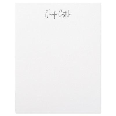 Plain Black White Minimalist Calligraphy Letterhead