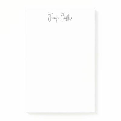 Plain Black White Minimalist Calligraphy Post-it Notes