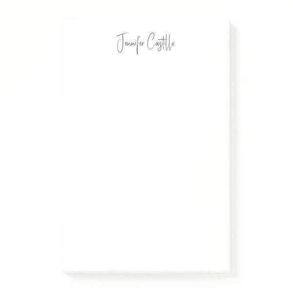 Plain Black White Minimalist Calligraphy Post-it Notes
